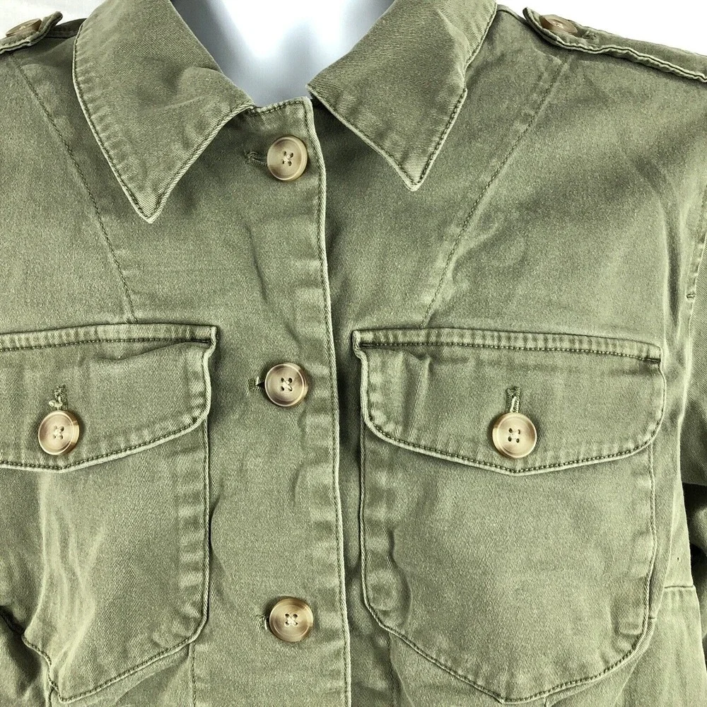 Torrid Women's Green Fashion‎ Stretch Jacket Size 2 Big Button Olive Green Boxy